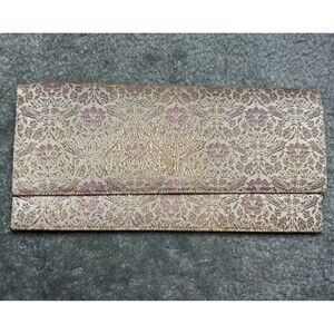 Vintage Gold Purple Brocade Tapestry Floral Clutch Evening Bag Mid Century